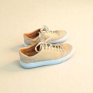 Men's Beckett Simonon Reid Nubuck Leather Sneakers Beige Size‎ 8 Handmade Shoes